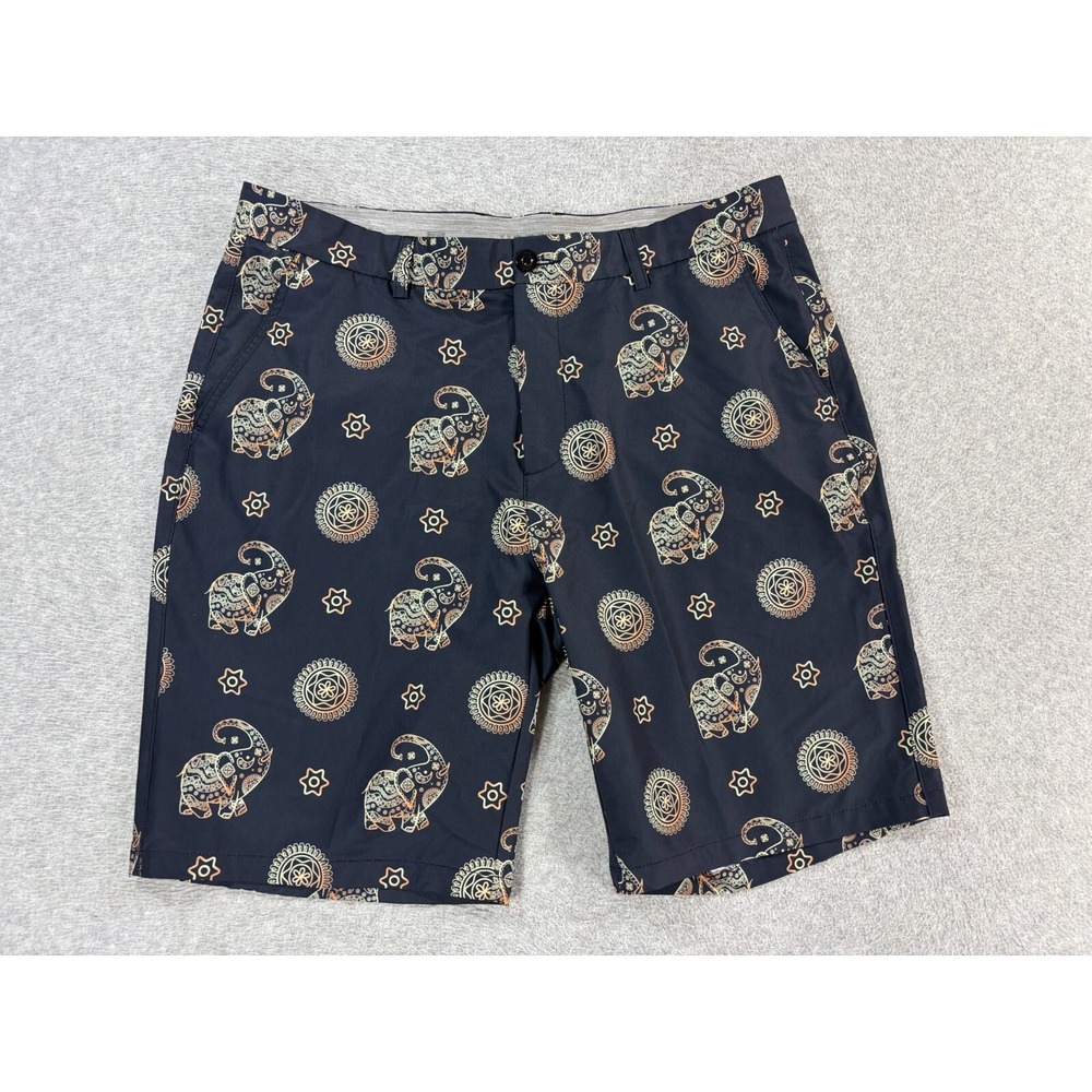 Hreski GOLDEN ELEPHANTS Premium‎ Golf Shorts (Men's 36) Blue -9"